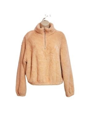 H&M Peach Fleece Half Zip Cropped Jacket Small